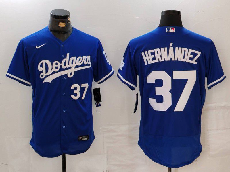 Men Los Angeles Dodgers 37 Hernandez Blue Nike Elite 2024 MLB Jersey style 7263